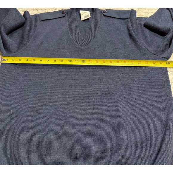 Military Mehlin Estey Sweater V Neck Wool Elbow Patches Air Force Mens 46R Blue - Picture 4 of 8